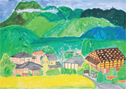 有明山と重要文化財・曽根原邸 安曇野市立穂高北小学校 2年生 小林 華鈴さん