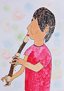 いっしょうけんめいリコーダーをふいているぼく 上田市立傍陽小学校 西牧 大輝さん